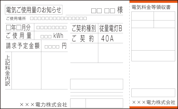 電力会社の検針票